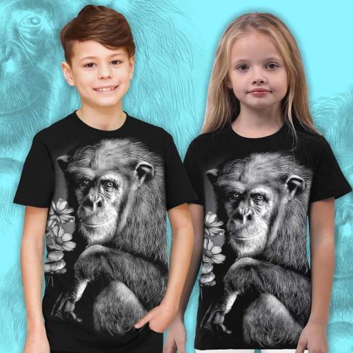 Тениска с орангутан в черно