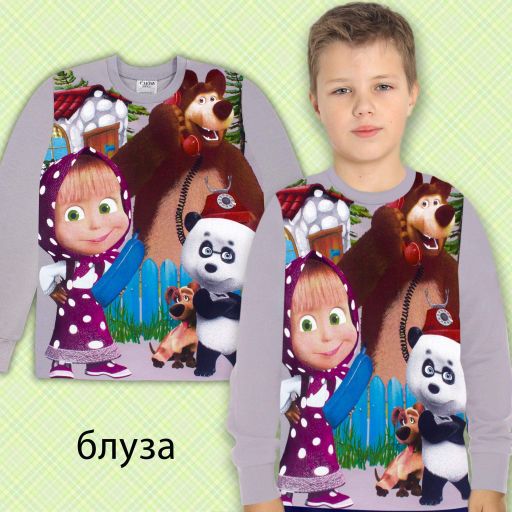 Блуза плътна Маша и Мечока в сиво