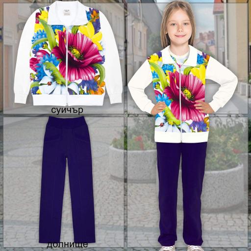 Комплект 2 части (с/д) цветя в бяло