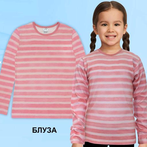 Блуза тънка райе в розово 1