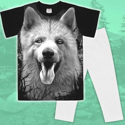 Комбинация 2 части (б/к) Хъски  в черно и бяло