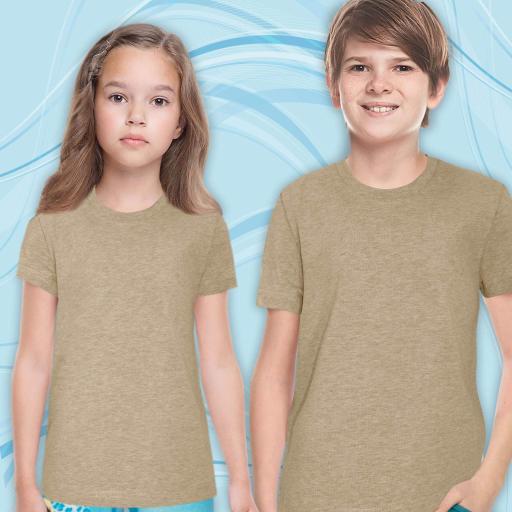 Тениска едноцветна в меланжирано бежово