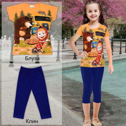 Комбинация 2 части (б/к) Маша и Мечока в оранжево