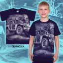 Тениска с Джип в тъмносиньо