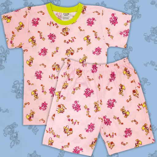 Пижама лято със сладки животни в розово