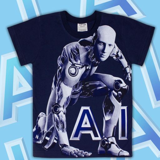 Тениска Робот AI в черно