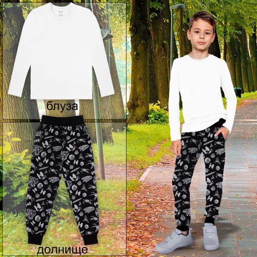 Комплект 2части (б/д) с долнище StarWars в бяло