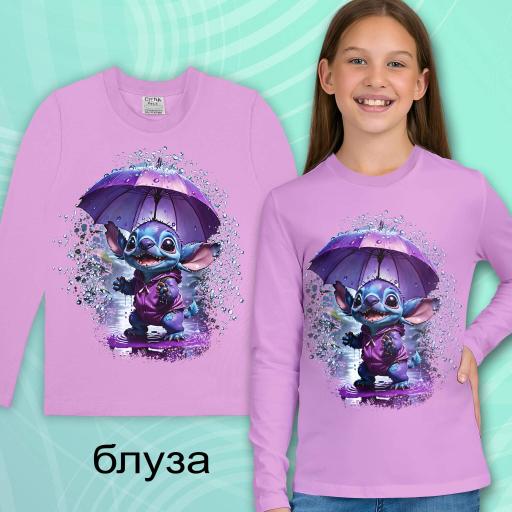 Блуза тънка Стич във виолетово