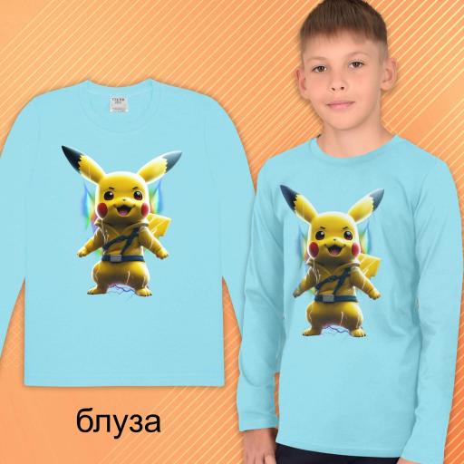 Блуза тънка Пикачу в светлосиньо