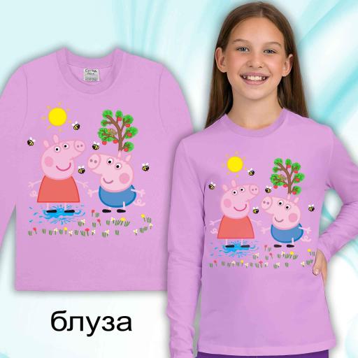 Блуза плътна Пепа прасето виолетово