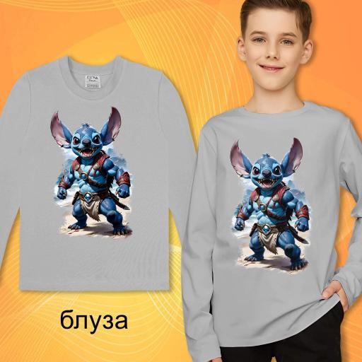 Блуза тънка Стич в светлосиво