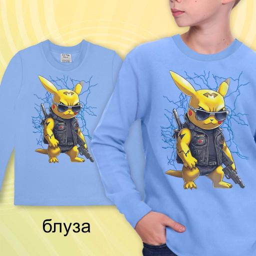 Блуза тънка Пикачу 02 в светлосиньо