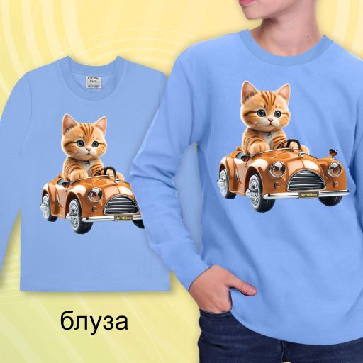 Блуза тънка Коте с кола в синьо