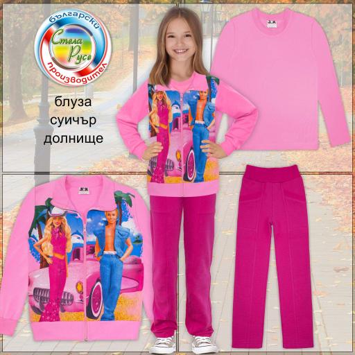 Комплект 3 части (с/б/д) Барби в розово