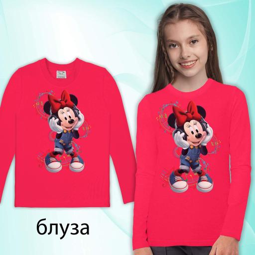 Блуза плътна Мини и Мики в корал