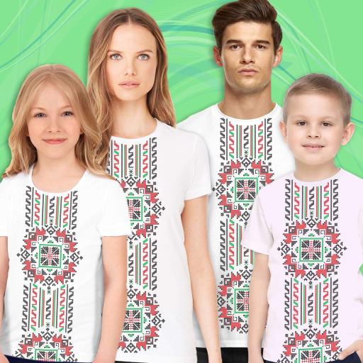 Тениска с фолклорни български мотиви в бяло 1