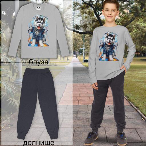 Комплект 2 части (б/д) Хъски със слушалки светлосиво