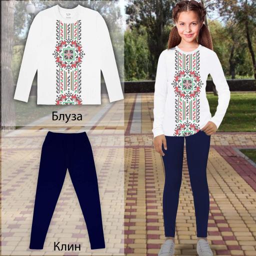 Комплект 2 части (б/к) с фолклорни мотиви в бяло 1