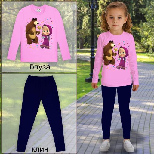 Комплект 2 части (б/к) Маша и Мечока в розово