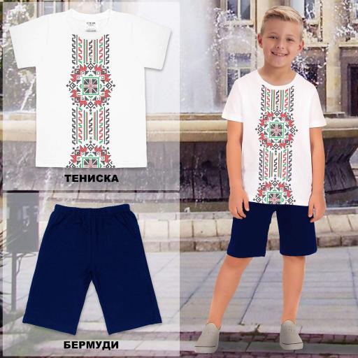 Комбинация 2 части (т/б) с фолклорни мотиви в бяло 1