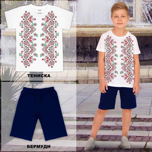 Комбинация 2 части (т/б) с фолклорни мотиви в бяло 2