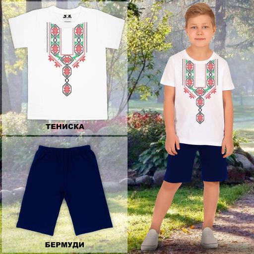 Комбинация 2 части (т/б) с фолклорни мотиви в бяло 3