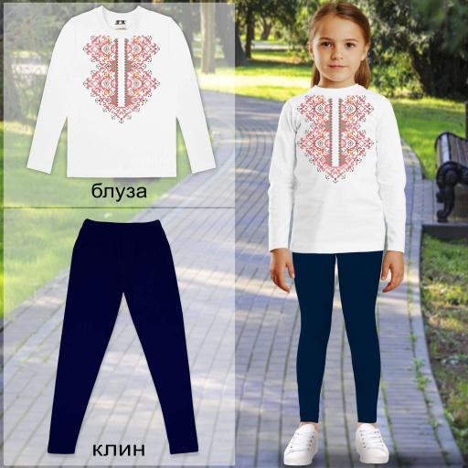 Комплект 2 части (б/к) с фолклорни мотиви в бяло 4