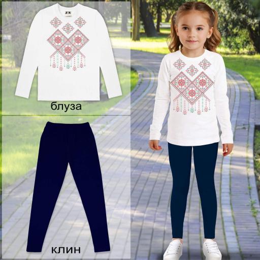 Комплект 2 части (б/к) с фолклорни мотиви в бяло 6