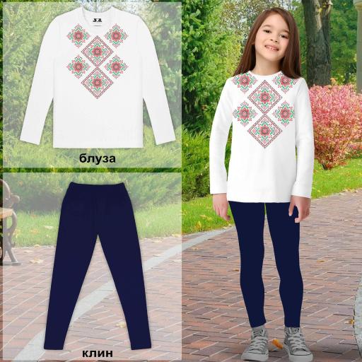 Комплект 2 части (б/к) с фолклорни мотиви в бяло 7