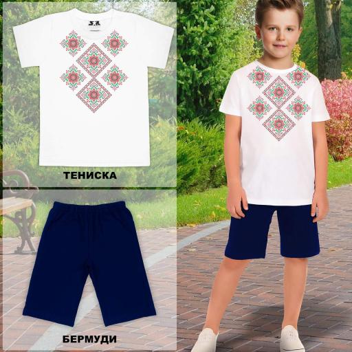 Комбинация 2 части (т/б) с фолклорни мотиви в бяло 7