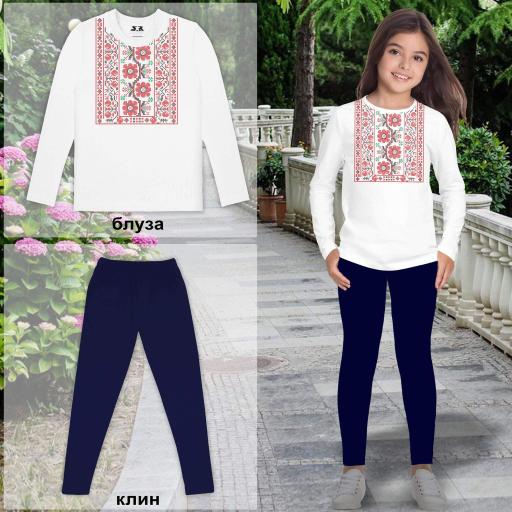 Комплект 2 части (б/к) с фолклорни мотиви в бяло 8