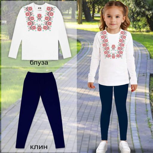 Комплект 2 части (б/к) с фолклорни мотиви в бяло 9