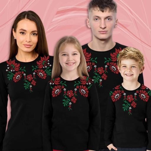 Блуза тънка с фолклорни български мотиви в черно 15