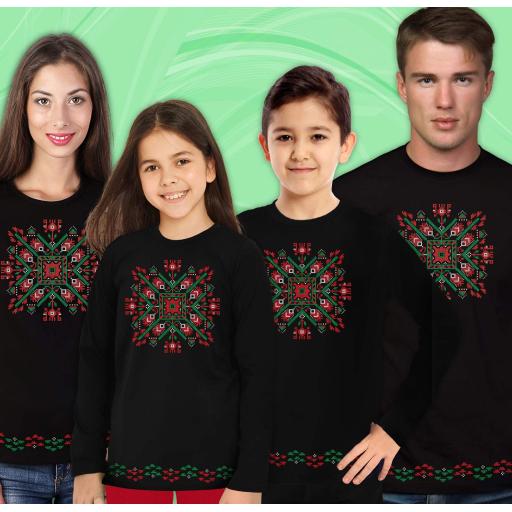 Блуза тънка с фолклорни български мотиви в черно 5