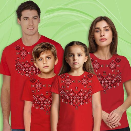 Тениска с фолклорни български мотиви в червено13