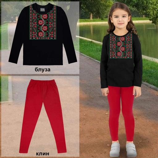 Комплект 2 части (б/к) с фолклорни мотиви в черно 14