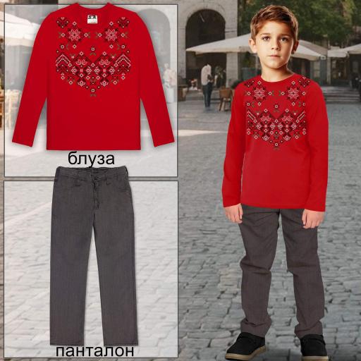 Комплект 2 части (п.б.) фолклорни мотиви в червено 13