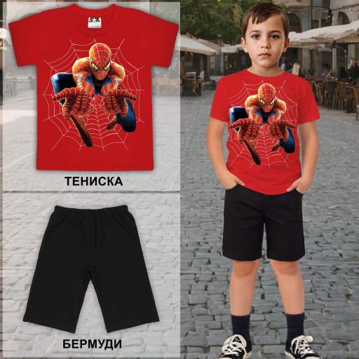 Комбинация 2 части (т/б) Спайдърмен в червено 1