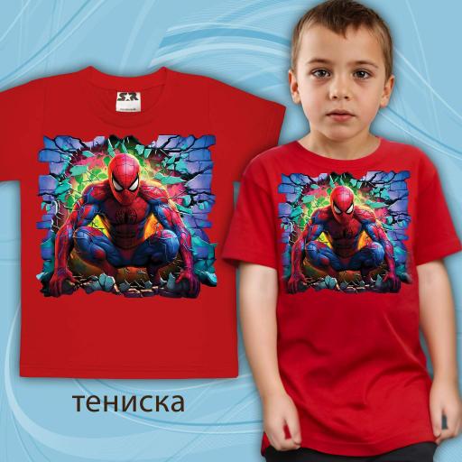 Тениска с Спайдърмен в червено 2