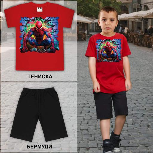 Комбинация 2 части (т/б) Спайдърмен в червено 2