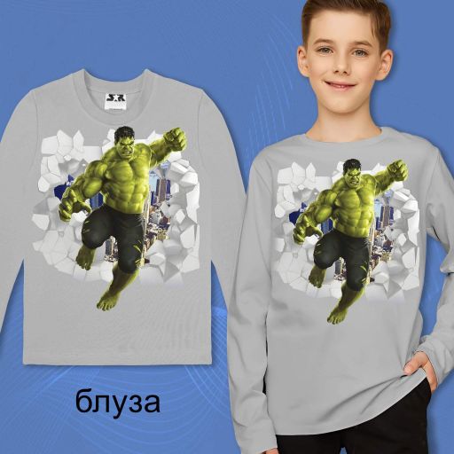 Блуза тънка Хълк в сиво
