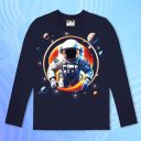 Блуза тънка с космонавт в тъмносиньо 1