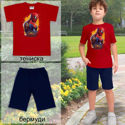 Комбинация 2 части (т/б) Спайдърмен в червено 3