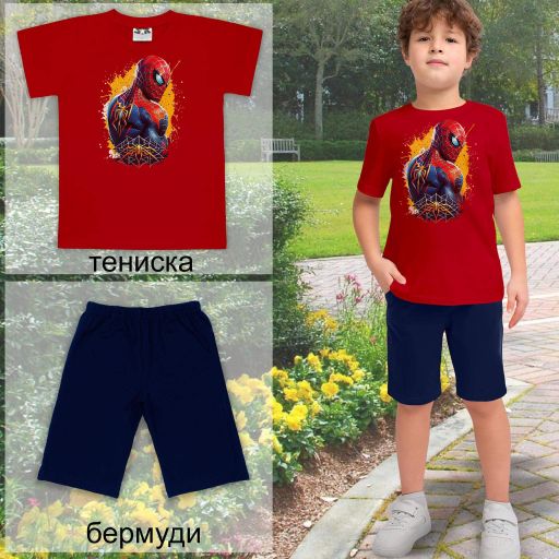 Комбинация 2 части (т/б) Спайдърмен в червено 3