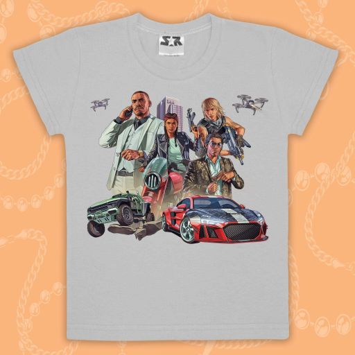 Тениска с GTA в сиво