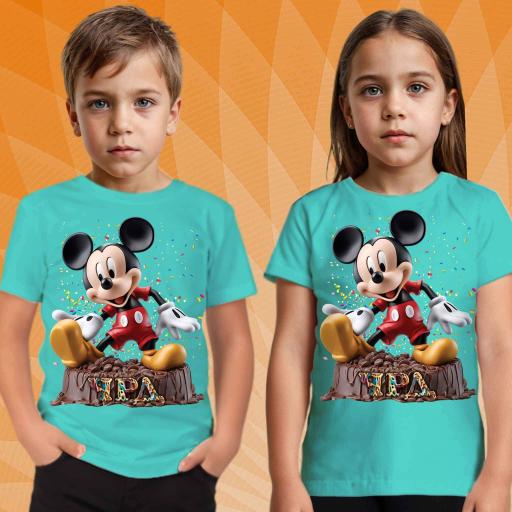 Тениска с Мики Маус в мента