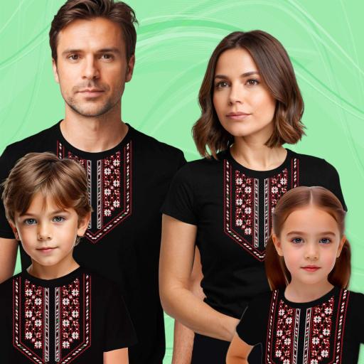 Тениска с фолклорни български мотиви в черно