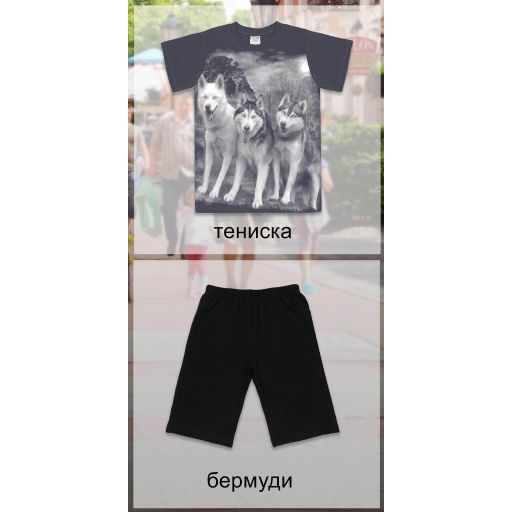 Комбинация 2 части (т/б) с хъски в тъмносиво