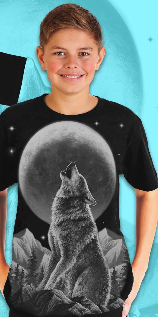 Тениска с вълк 1 в черно