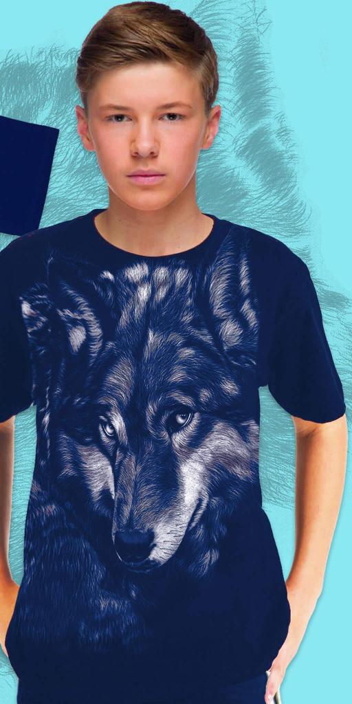 Тениска с вълк 2 в тъмносиньо